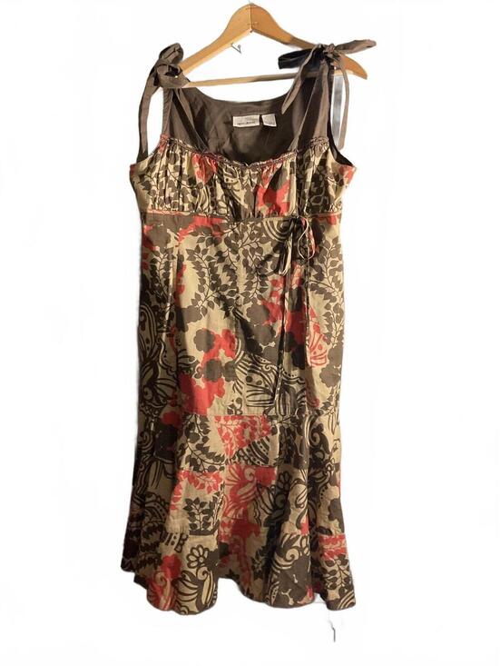 Dkny Dresses & Skirts - DKNY Drop Waist  Floral Print Midi Dress with Tie Straps Size 14